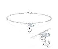 Heart Anchor Shaped with CZ Silver Anklet ANK-199